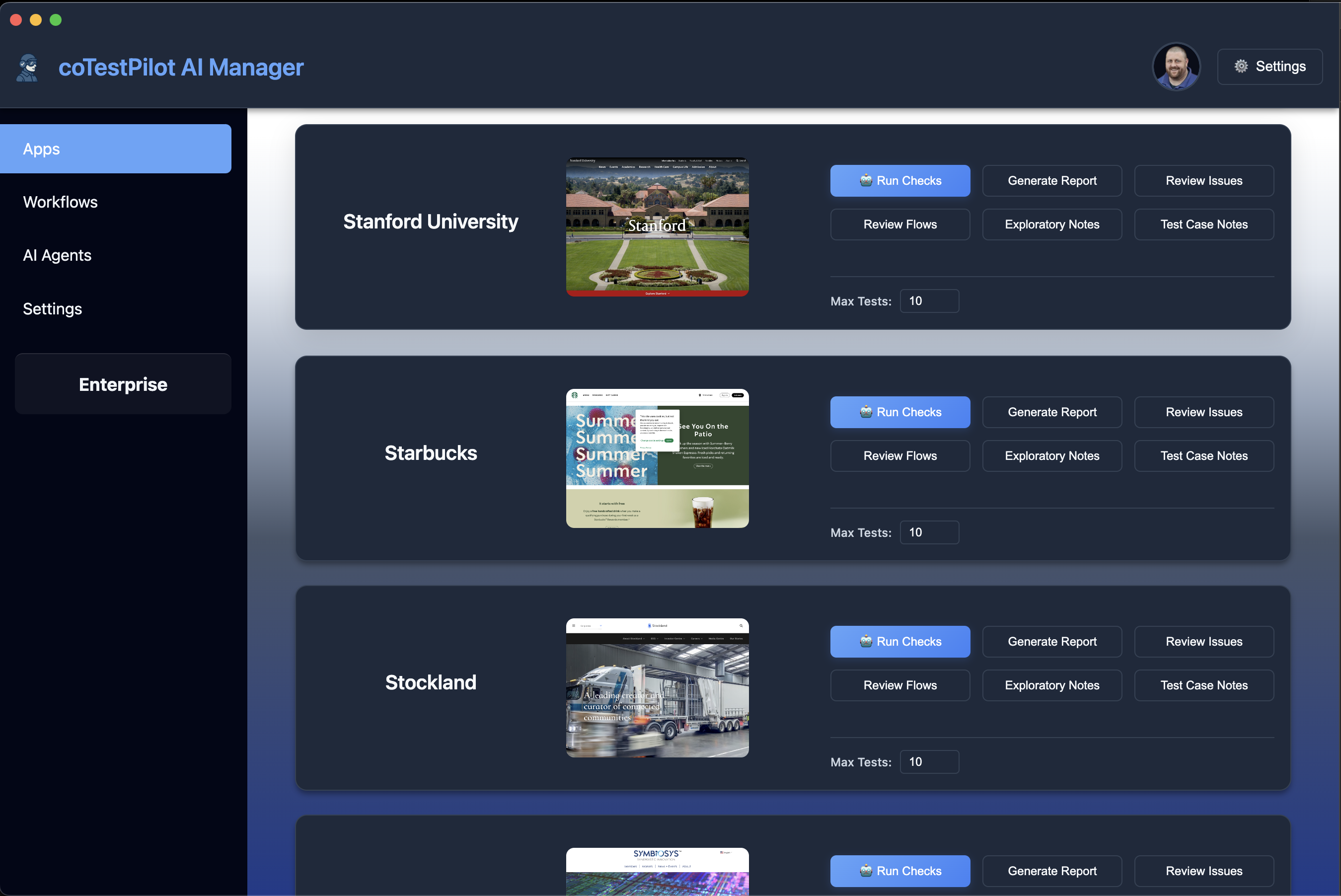 Launch the testersapp