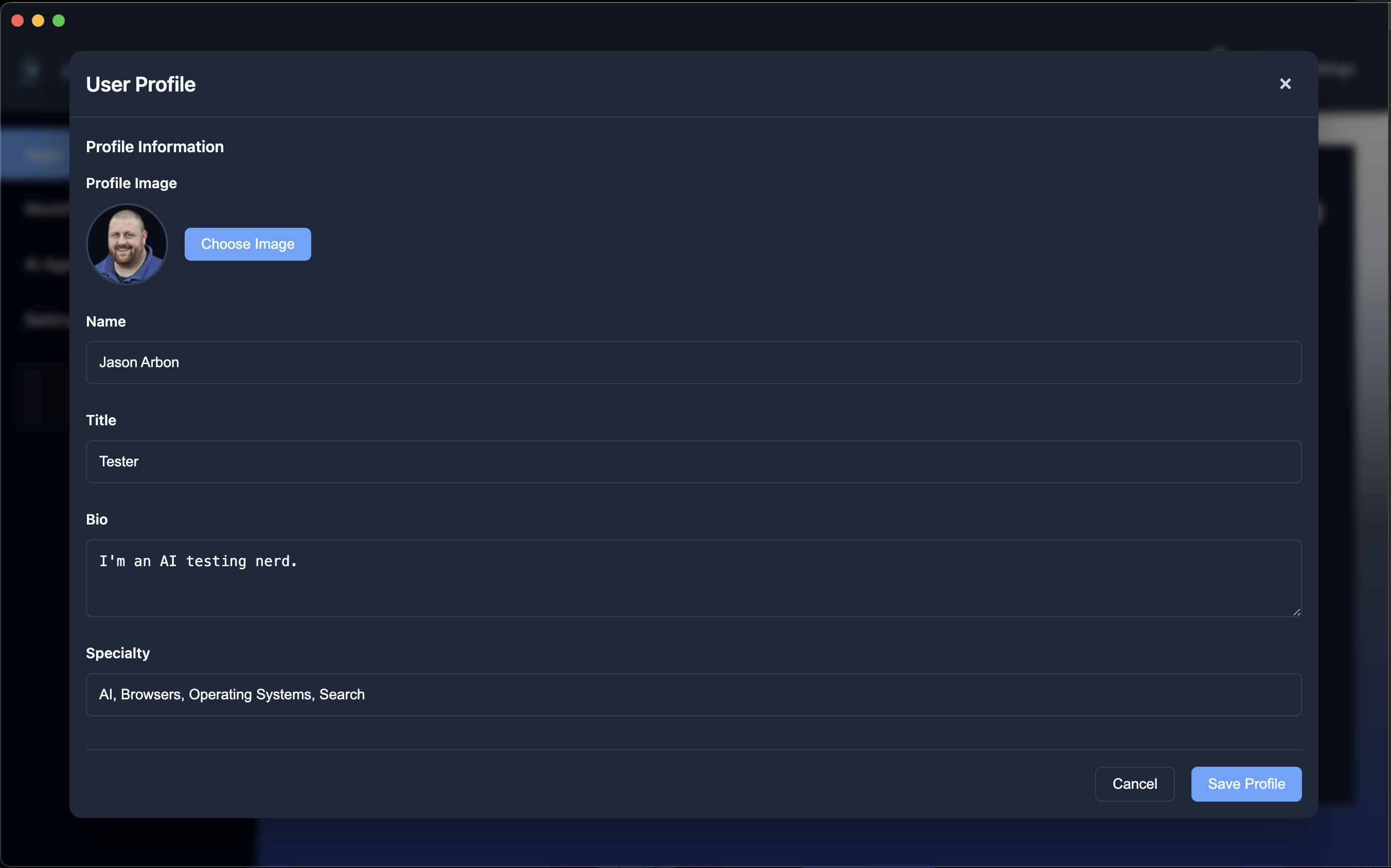 Edit user profile