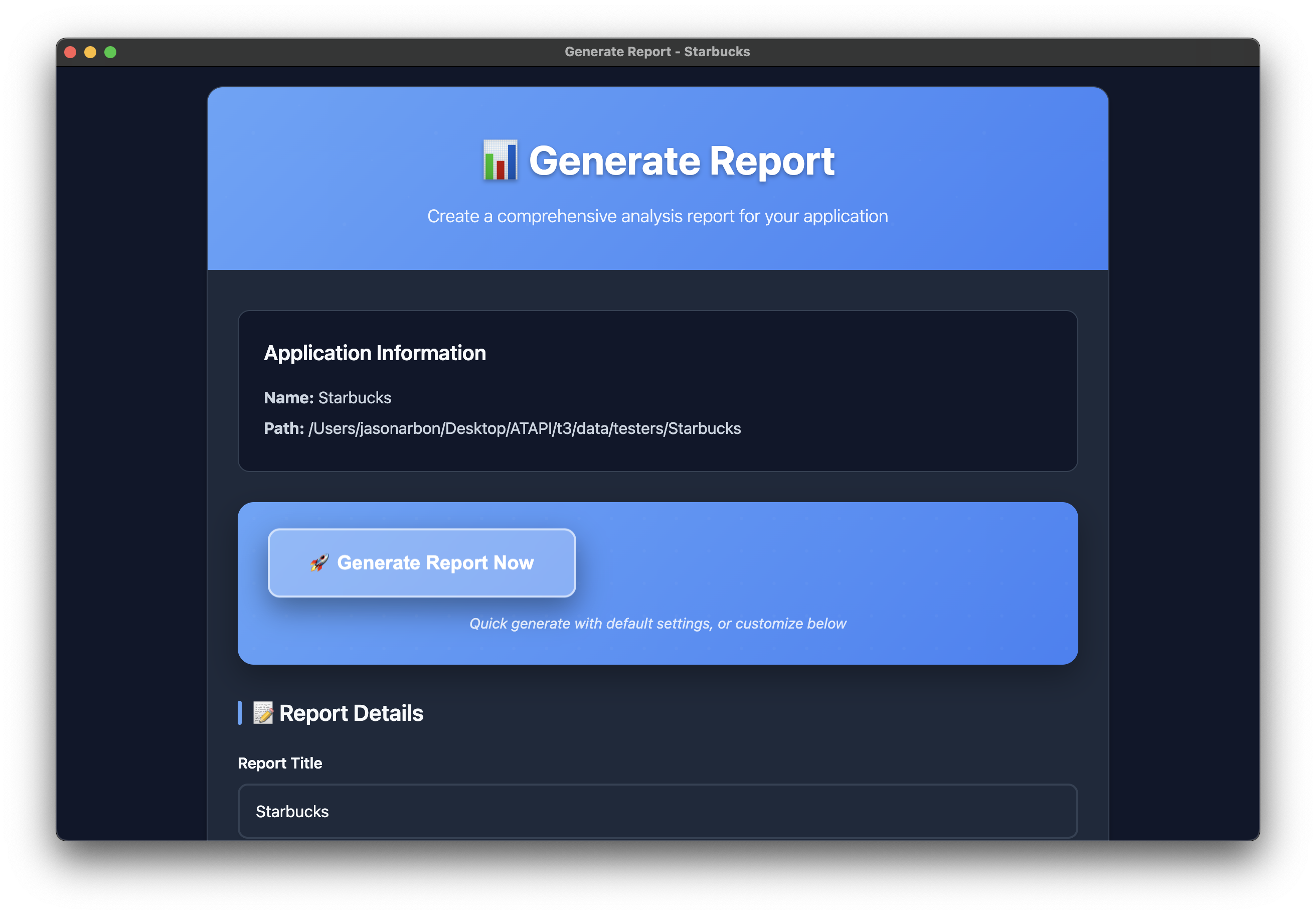 Generate test report