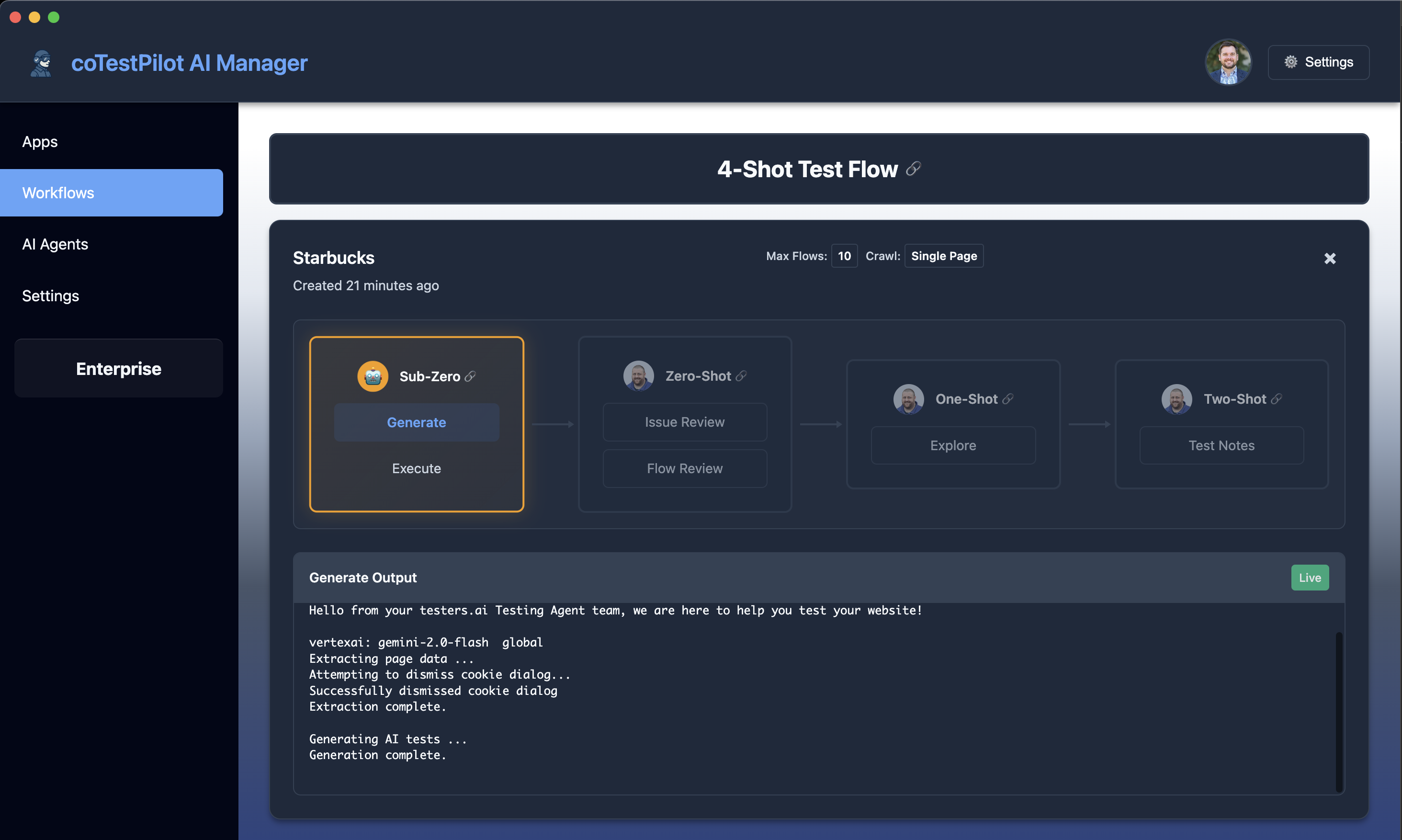 Running workflows status progress
