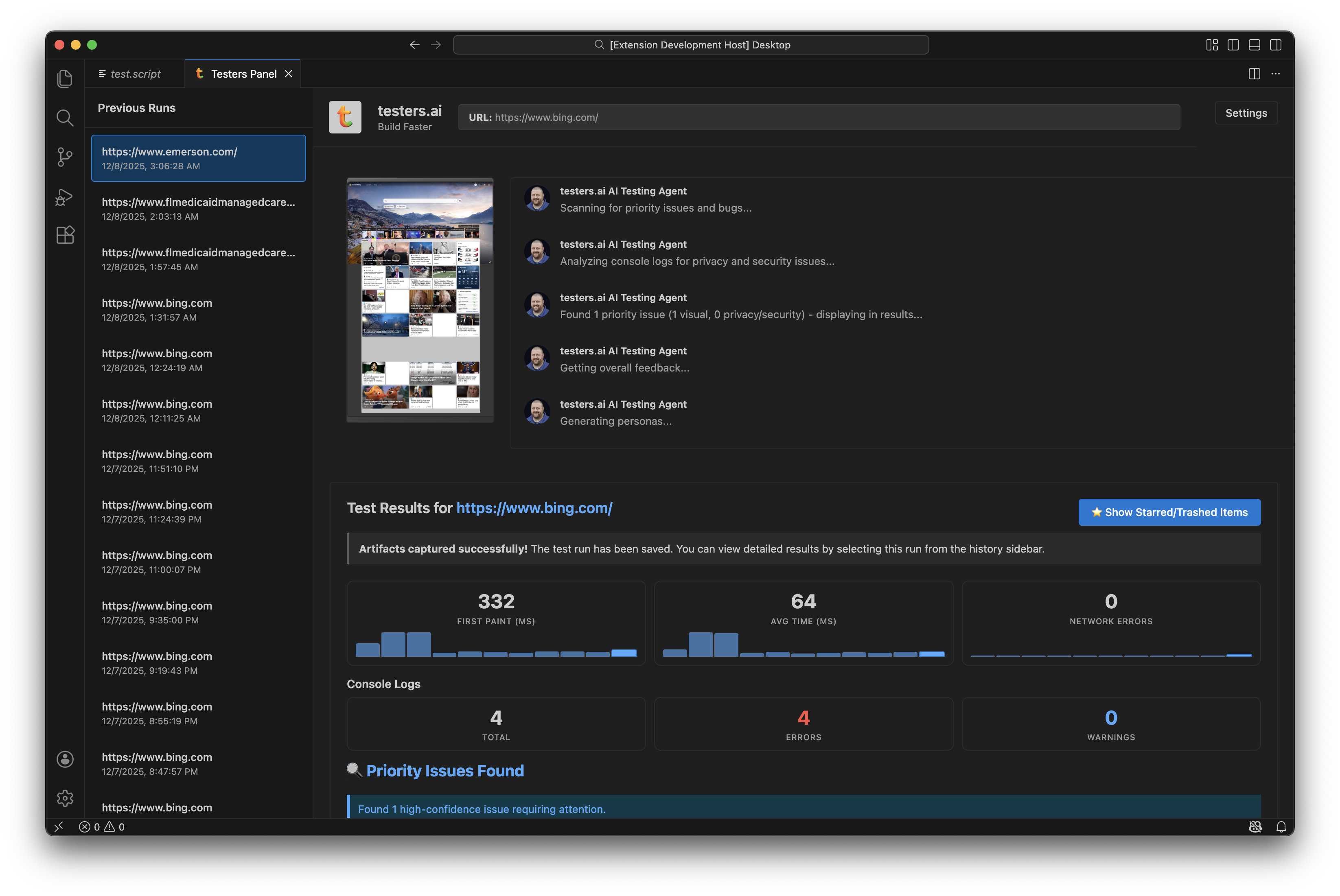testers.ai IDE extension demo