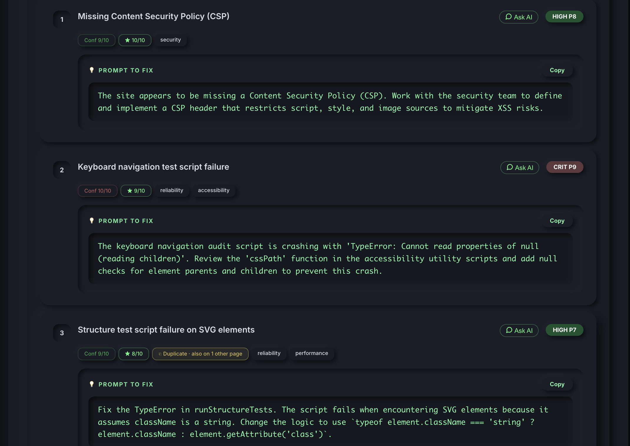 Auto bug finding screenshot