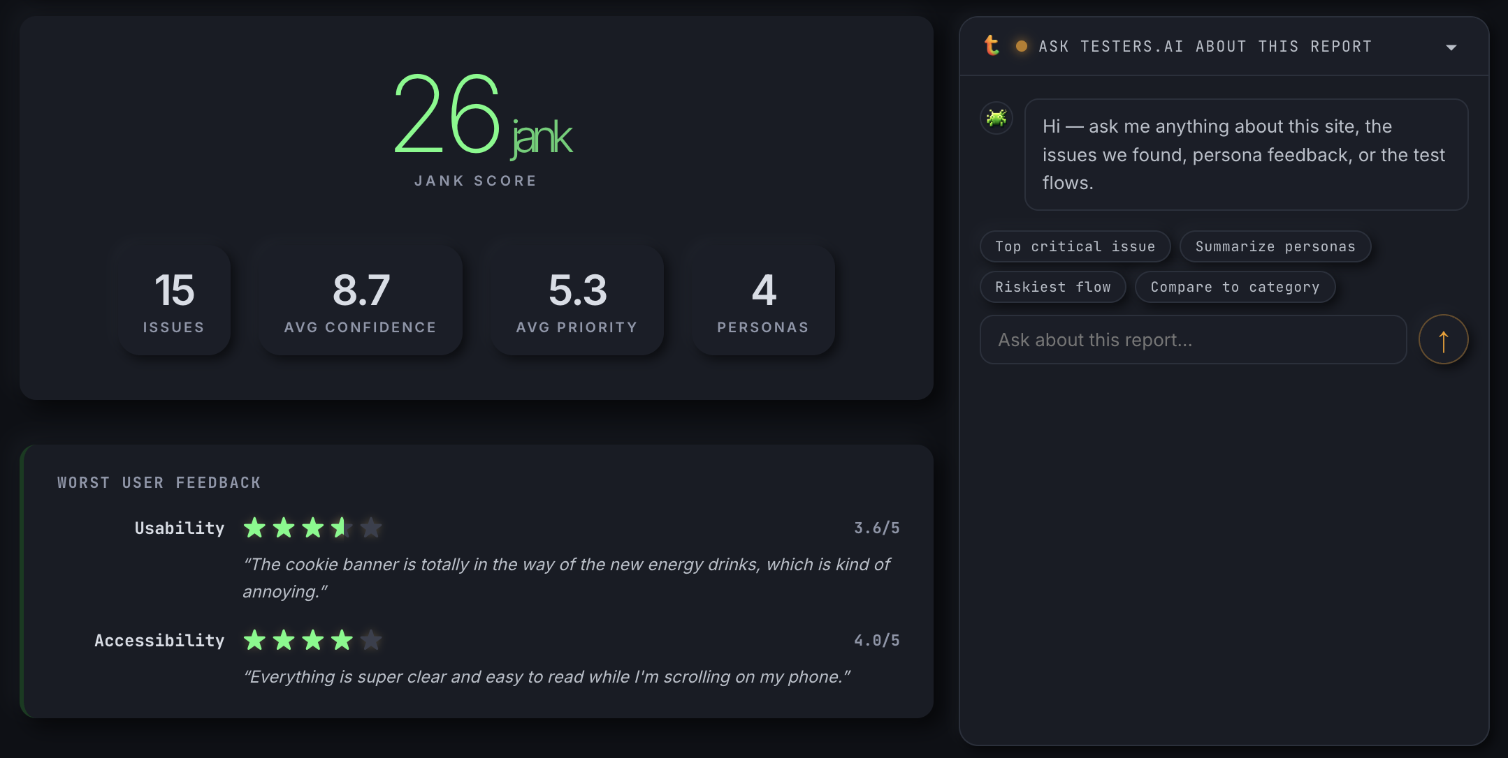 Chat with your report screenshot