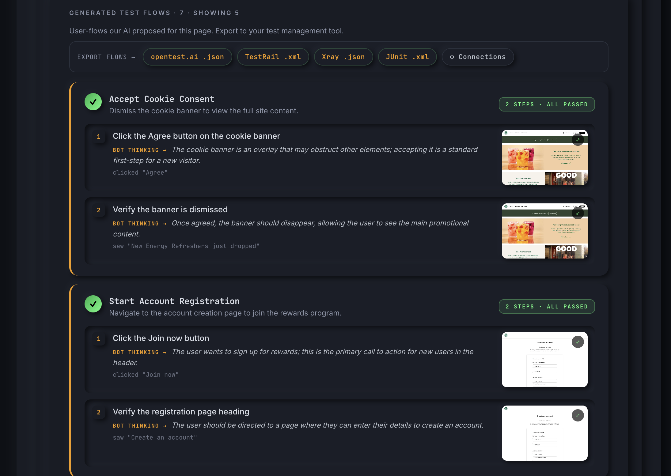 Auto functional test results screenshot