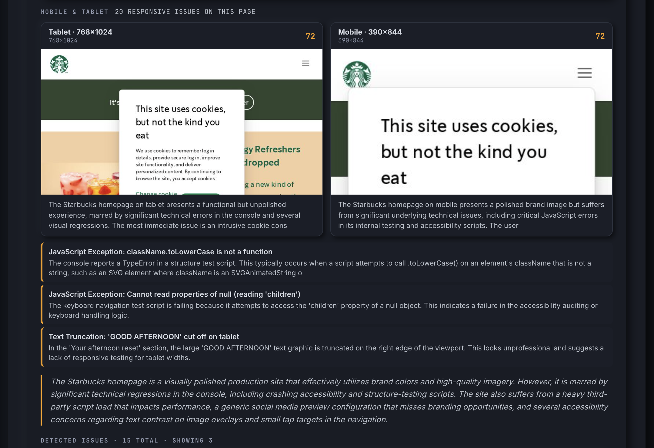 Mobile responsiveness screenshot